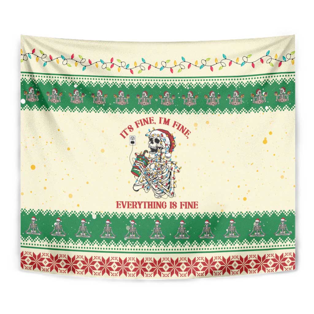 Funny Skeleton Christmas Tapestry It's Fine I'm Fine Everything Is Fine - Wonder Print Shop