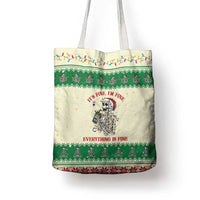 Funny Skeleton Christmas Tote Bag It's Fine I'm Fine Everything Is Fine - Wonder Print Shop