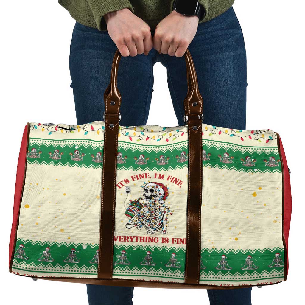 Funny Skeleton Christmas Travel Bag It's Fine I'm Fine Everything Is Fine - Wonder Print Shop