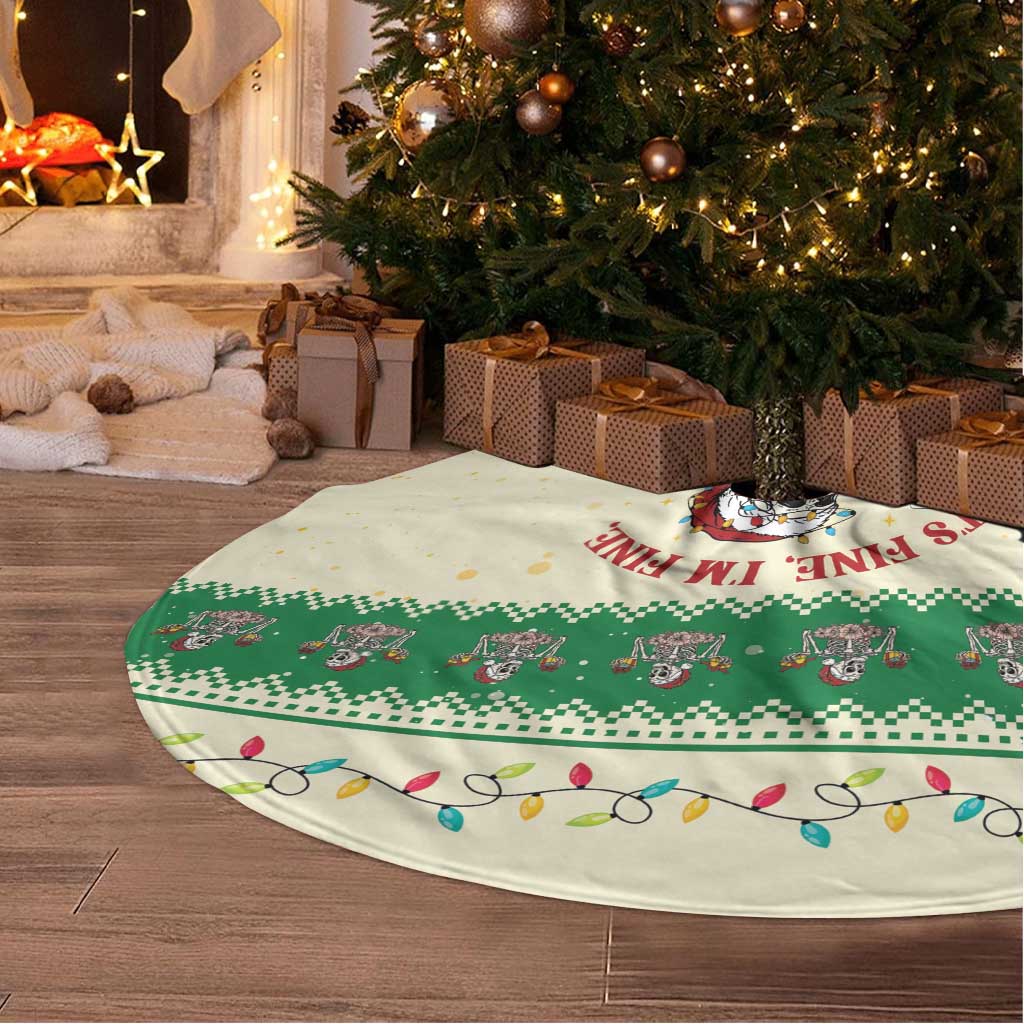 Funny Skeleton Christmas Tree Skirt It's Fine I'm Fine Everything Is Fine - Wonder Print Shop