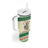 Funny Skeleton Christmas Tumbler With Handle It's Fine I'm Fine Everything Is Fine - Wonder Print Shop