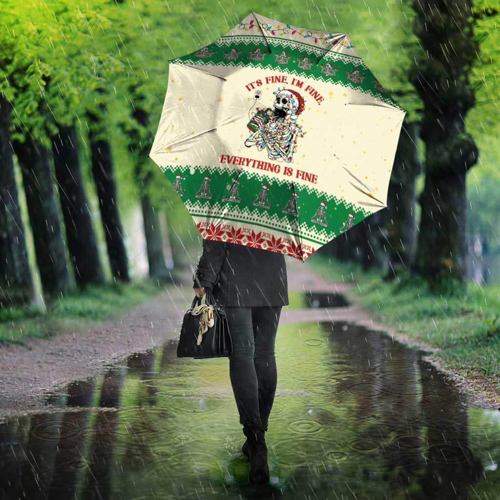 Funny Skeleton Christmas Umbrella It's Fine I'm Fine Everything Is Fine - Wonder Print Shop