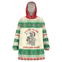 Funny Skeleton Christmas Wearable Blanket Hoodie It's Fine I'm Fine Everything Is Fine - Wonder Print Shop
