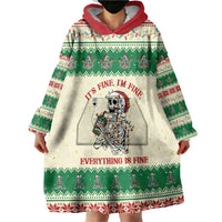 Funny Skeleton Christmas Wearable Blanket Hoodie It's Fine I'm Fine Everything Is Fine - Wonder Print Shop
