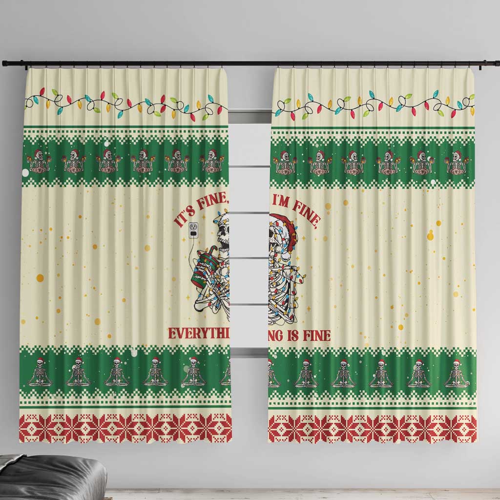 Funny Skeleton Christmas Window Curtain It's Fine I'm Fine Everything Is Fine - Wonder Print Shop