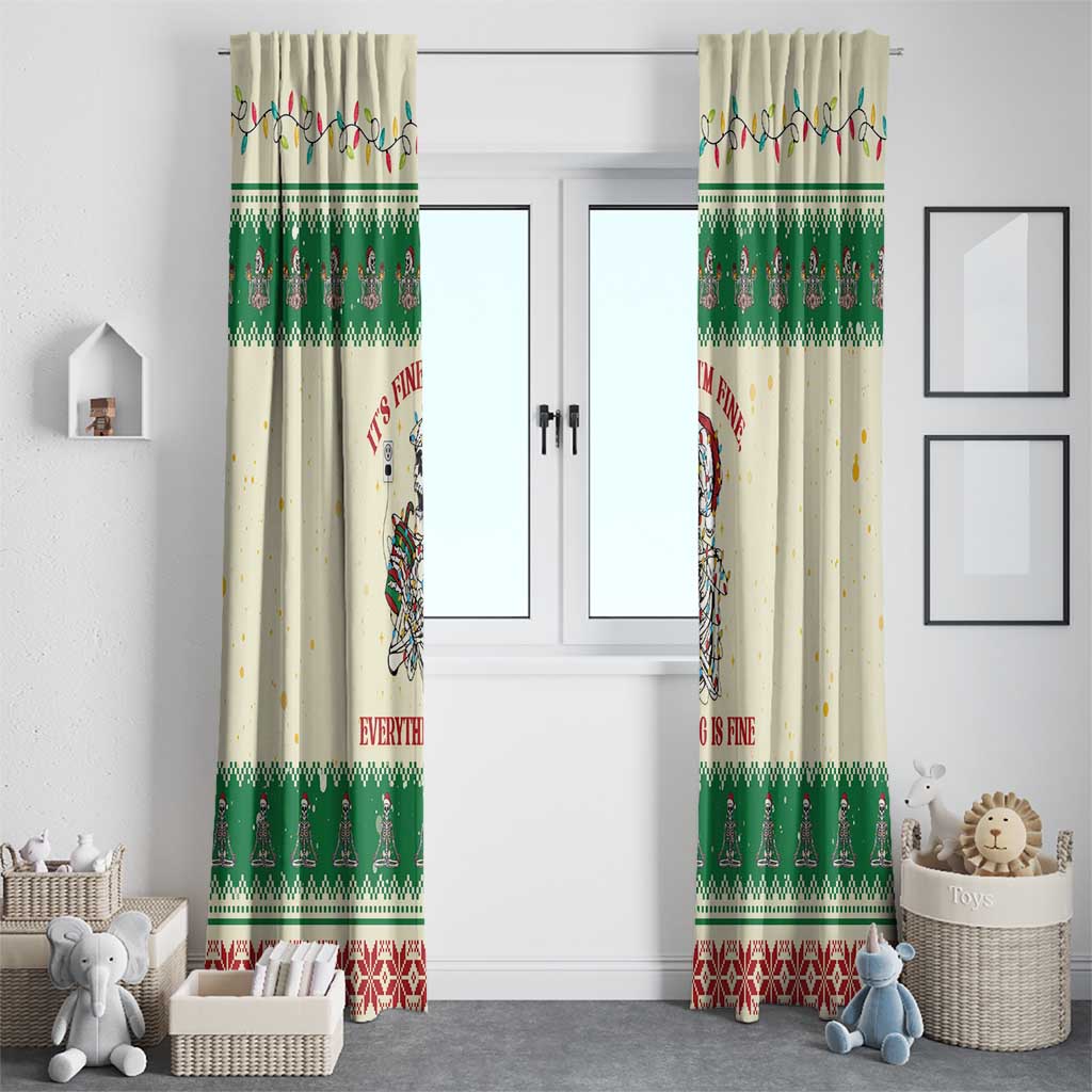 Funny Skeleton Christmas Window Curtain It's Fine I'm Fine Everything Is Fine - Wonder Print Shop