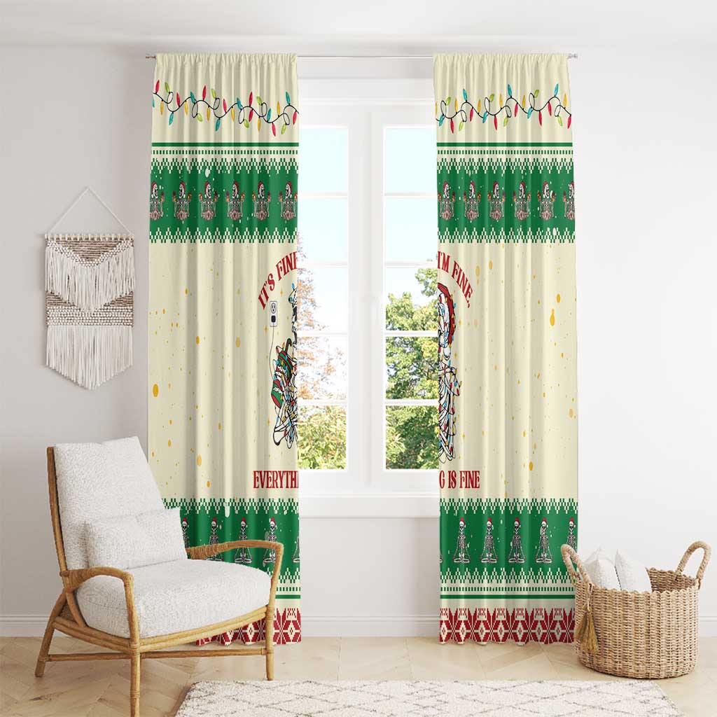 Funny Skeleton Christmas Window Curtain It's Fine I'm Fine Everything Is Fine - Wonder Print Shop