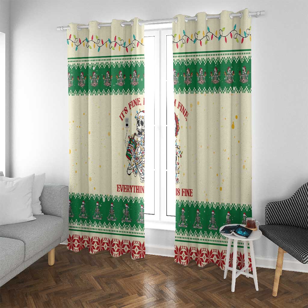 Funny Skeleton Christmas Window Curtain It's Fine I'm Fine Everything Is Fine - Wonder Print Shop
