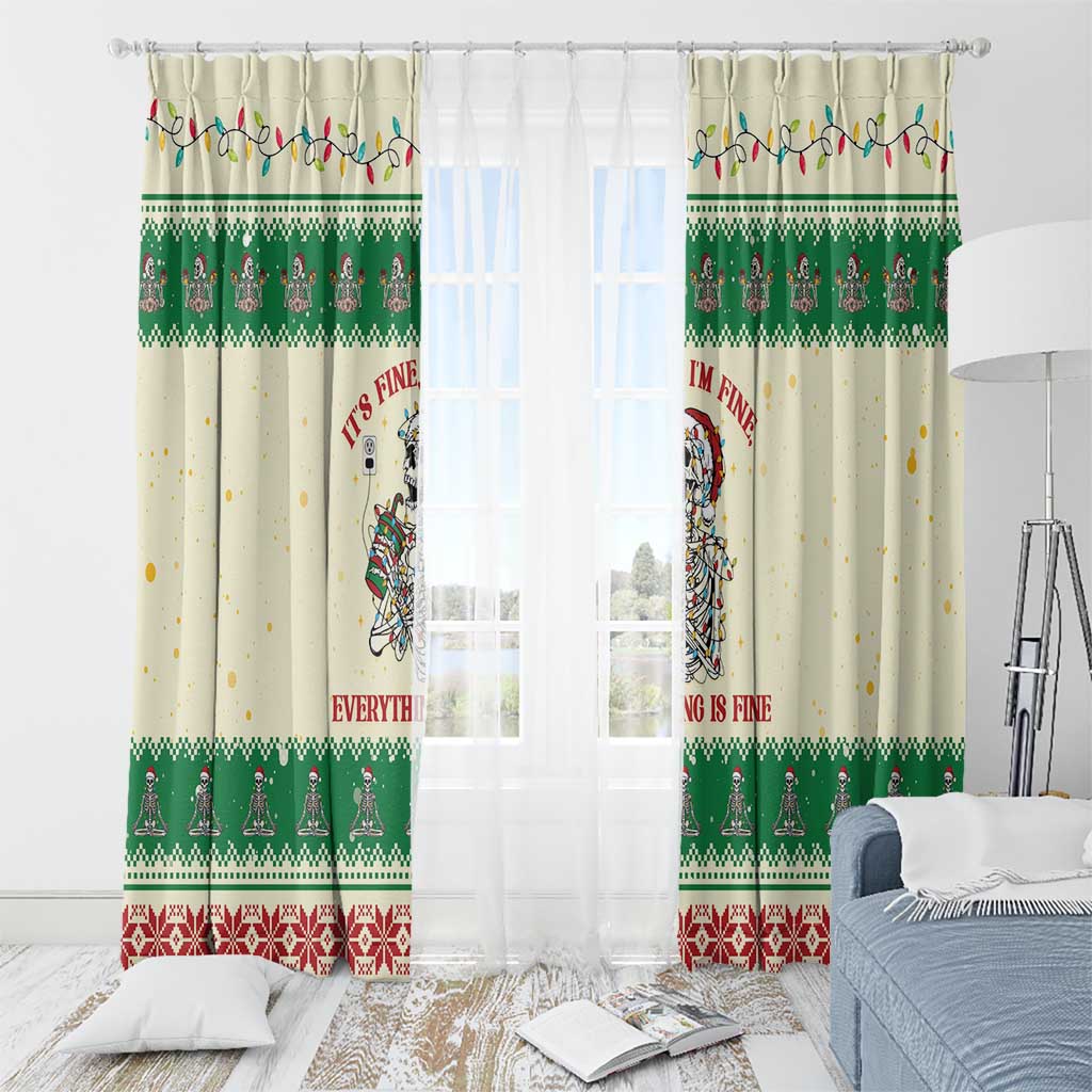 Funny Skeleton Christmas Window Curtain It's Fine I'm Fine Everything Is Fine - Wonder Print Shop