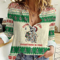 Funny Skeleton Christmas Women Casual Shirt It's Fine I'm Fine Everything Is Fine - Wonder Print Shop