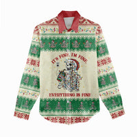Funny Skeleton Christmas Women Casual Shirt It's Fine I'm Fine Everything Is Fine - Wonder Print Shop