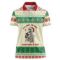 Funny Skeleton Christmas Women Polo Shirt It's Fine I'm Fine Everything Is Fine - Wonder Print Shop