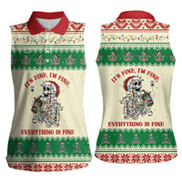 Funny Skeleton Christmas Women Sleeveless Polo Shirt It's Fine I'm Fine Everything Is Fine - Wonder Print Shop