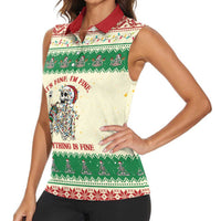 Funny Skeleton Christmas Women Sleeveless Polo Shirt It's Fine I'm Fine Everything Is Fine - Wonder Print Shop