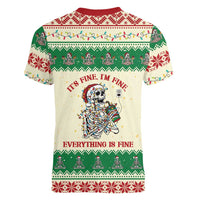 Funny Skeleton Christmas Women V-Neck T-Shirt It's Fine I'm Fine Everything Is Fine - Wonder Print Shop