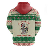 Funny Skeleton Christmas Zip Hoodie It's Fine I'm Fine Everything Is Fine - Wonder Print Shop