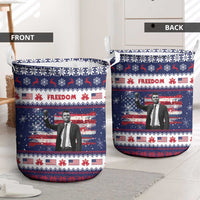 Freedom Charlie Kirk Tribute Christmas Laundry Basket American Flag - Wonder Print Shop