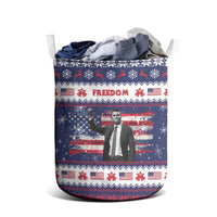 Freedom Charlie Kirk Tribute Christmas Laundry Basket American Flag - Wonder Print Shop