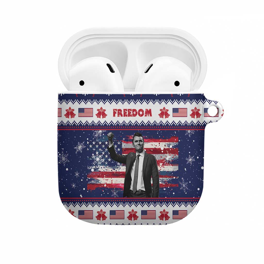Freedom Charlie Kirk Tribute Christmas AirPods Case American Flag - Wonder Print Shop