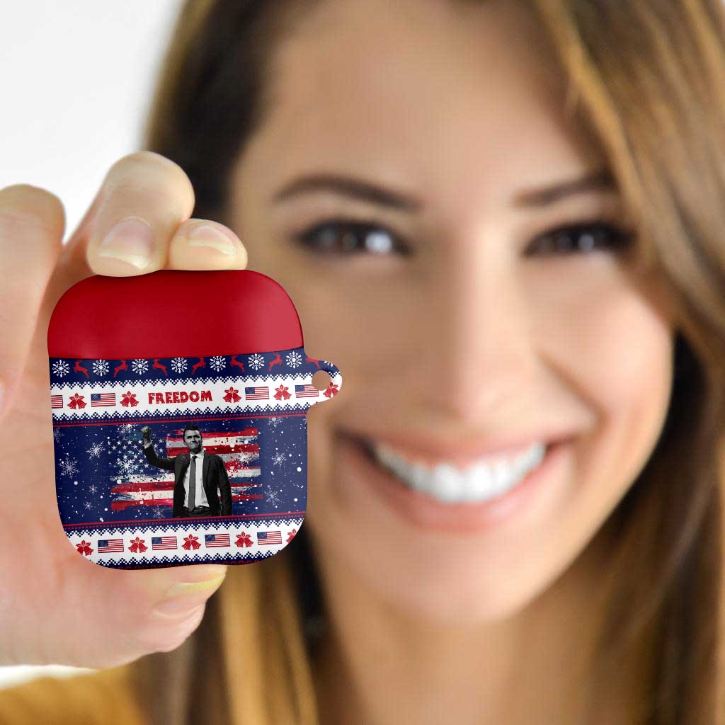 Freedom Charlie Kirk Tribute Christmas AirPods Case American Flag - Wonder Print Shop