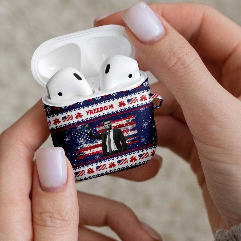 Freedom Charlie Kirk Tribute Christmas AirPods Case American Flag - Wonder Print Shop