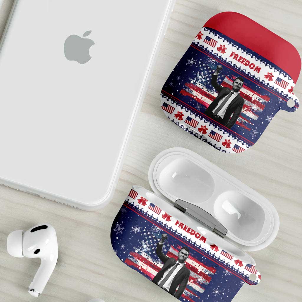 Freedom Charlie Kirk Tribute Christmas AirPods Case American Flag - Wonder Print Shop