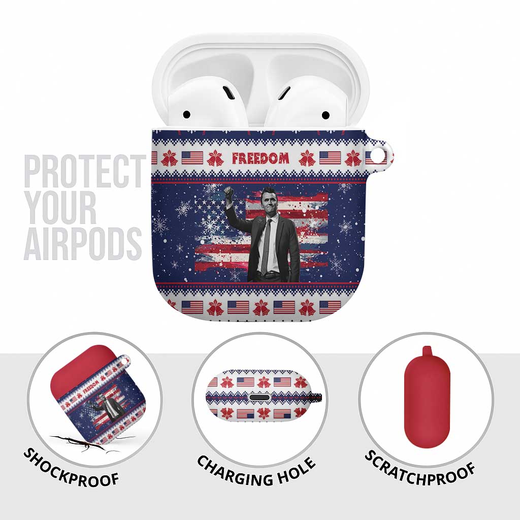 Freedom Charlie Kirk Tribute Christmas AirPods Case American Flag - Wonder Print Shop