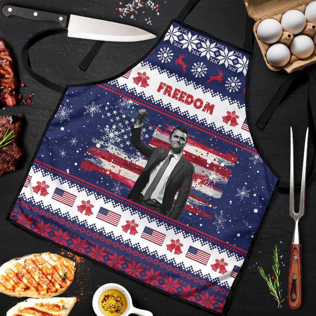Freedom Charlie Kirk Tribute Christmas Apron American Flag - Wonder Print Shop