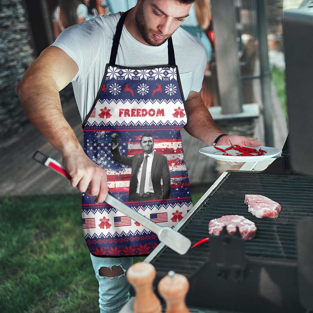Freedom Charlie Kirk Tribute Christmas Apron American Flag - Wonder Print Shop