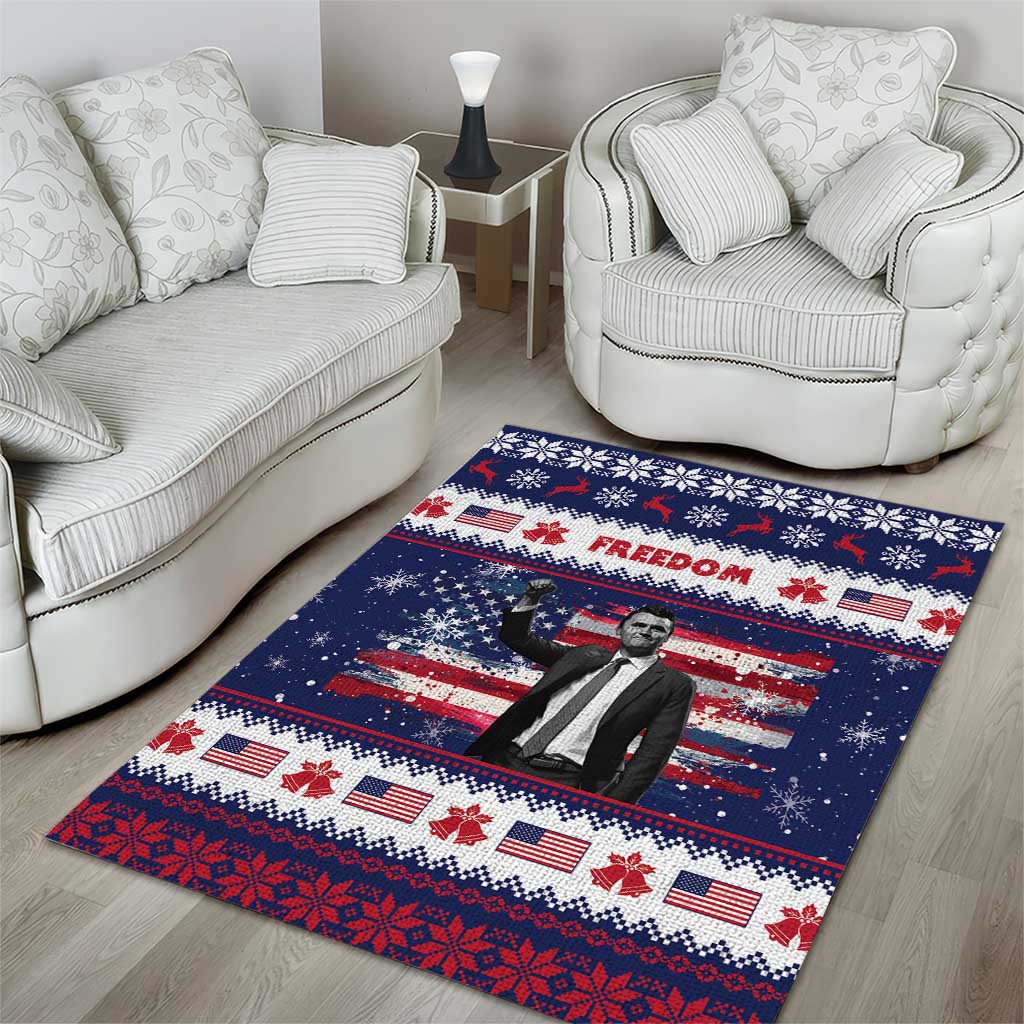 Freedom Charlie Kirk Tribute Christmas Area Rug American Flag - Wonder Print Shop