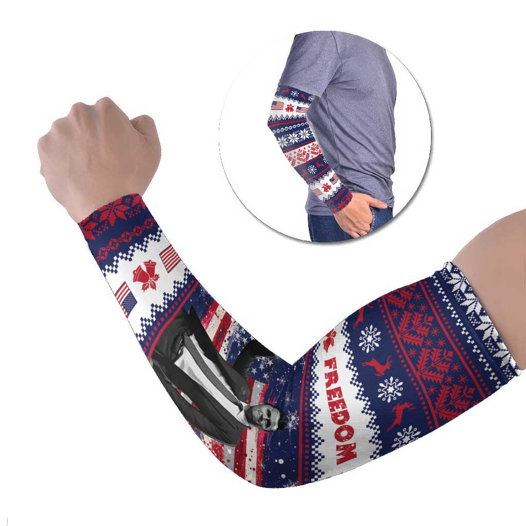 Freedom Charlie Kirk Tribute Christmas Arm Sleeves American Flag - Wonder Print Shop