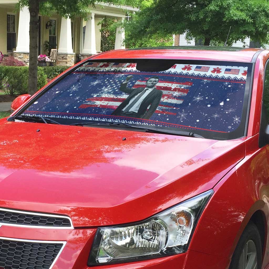 Freedom Charlie Kirk Tribute Christmas Auto Sun Shade American Flag - Wonder Print Shop