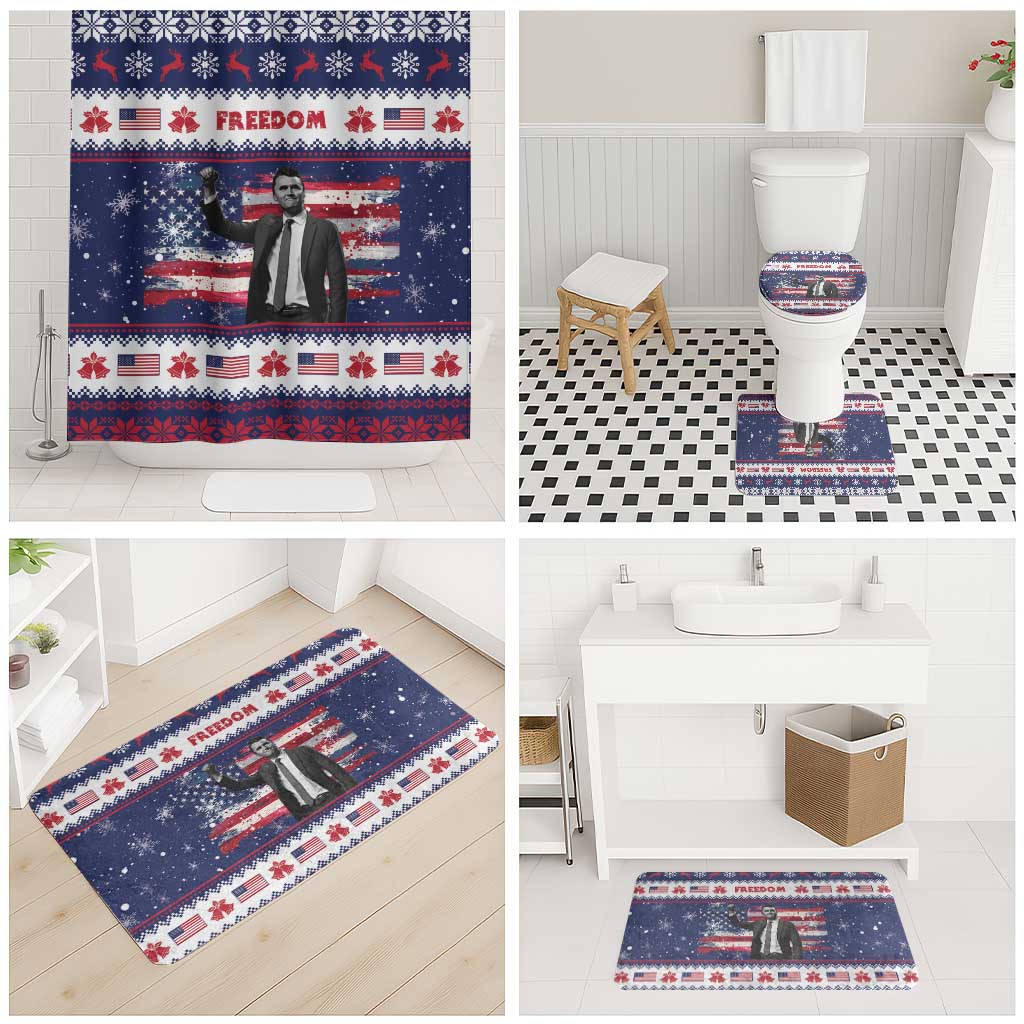 Freedom Charlie Kirk Tribute Christmas Bathroom Set American Flag - Wonder Print Shop