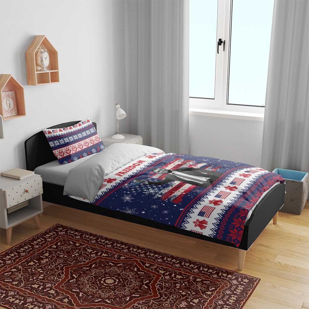 Freedom Charlie Kirk Tribute Christmas Bedding Set American Flag - Wonder Print Shop