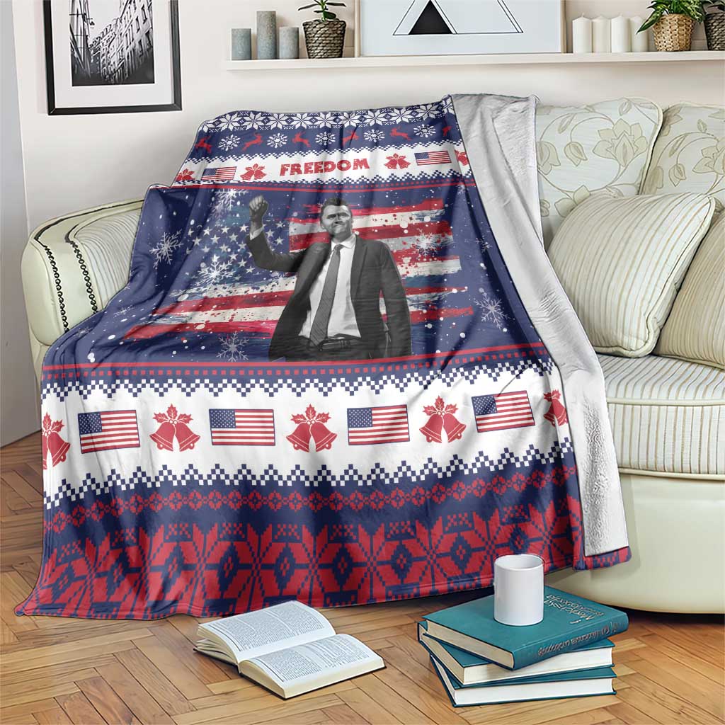 Freedom Charlie Kirk Tribute Christmas Blanket American Flag - Wonder Print Shop