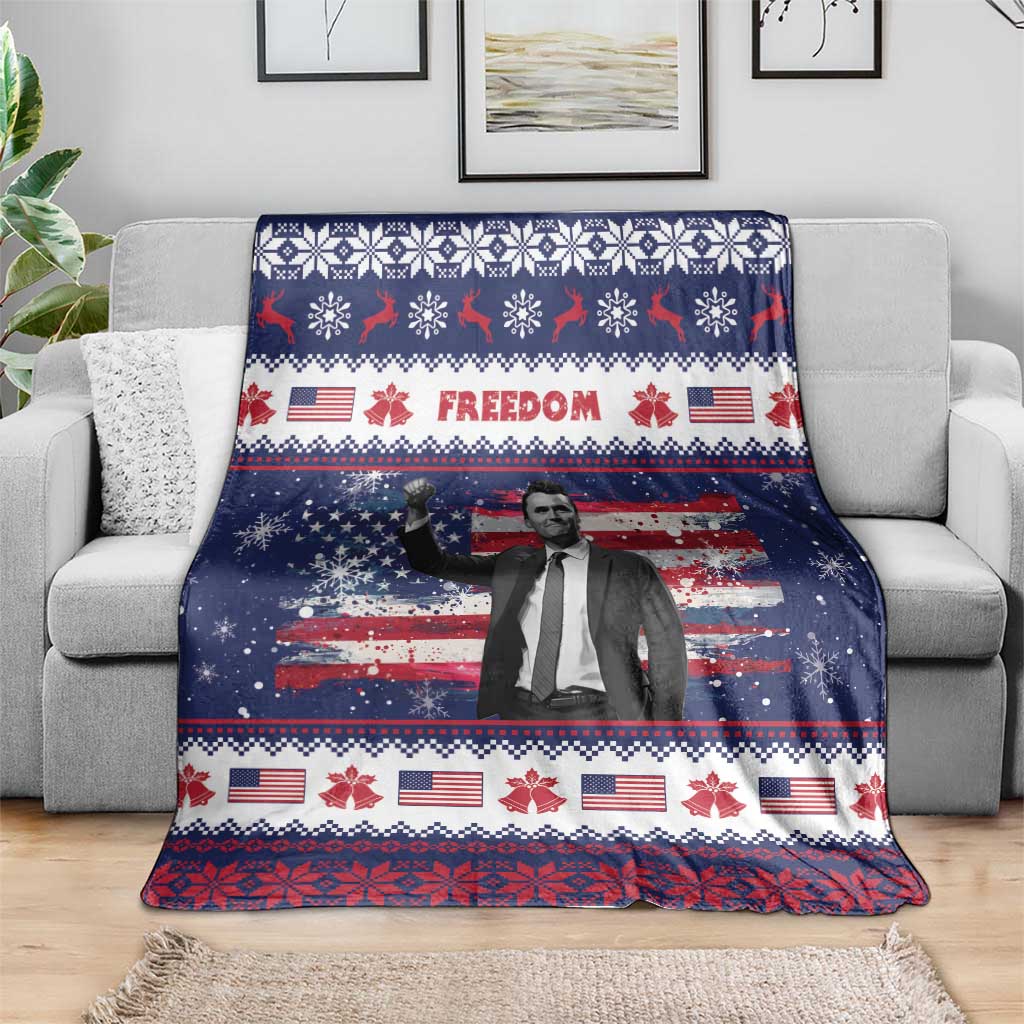 Freedom Charlie Kirk Tribute Christmas Blanket American Flag - Wonder Print Shop