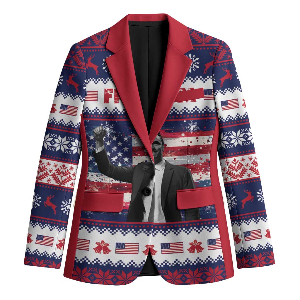 Freedom Charlie Kirk Tribute Christmas Blazer American Flag - Wonder Print Shop