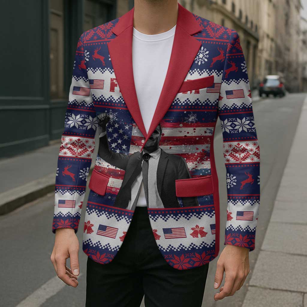 Freedom Charlie Kirk Tribute Christmas Blazer American Flag - Wonder Print Shop