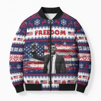 Freedom Charlie Kirk Tribute Christmas Bomber Puffer Jacket American Flag - Wonder Print Shop