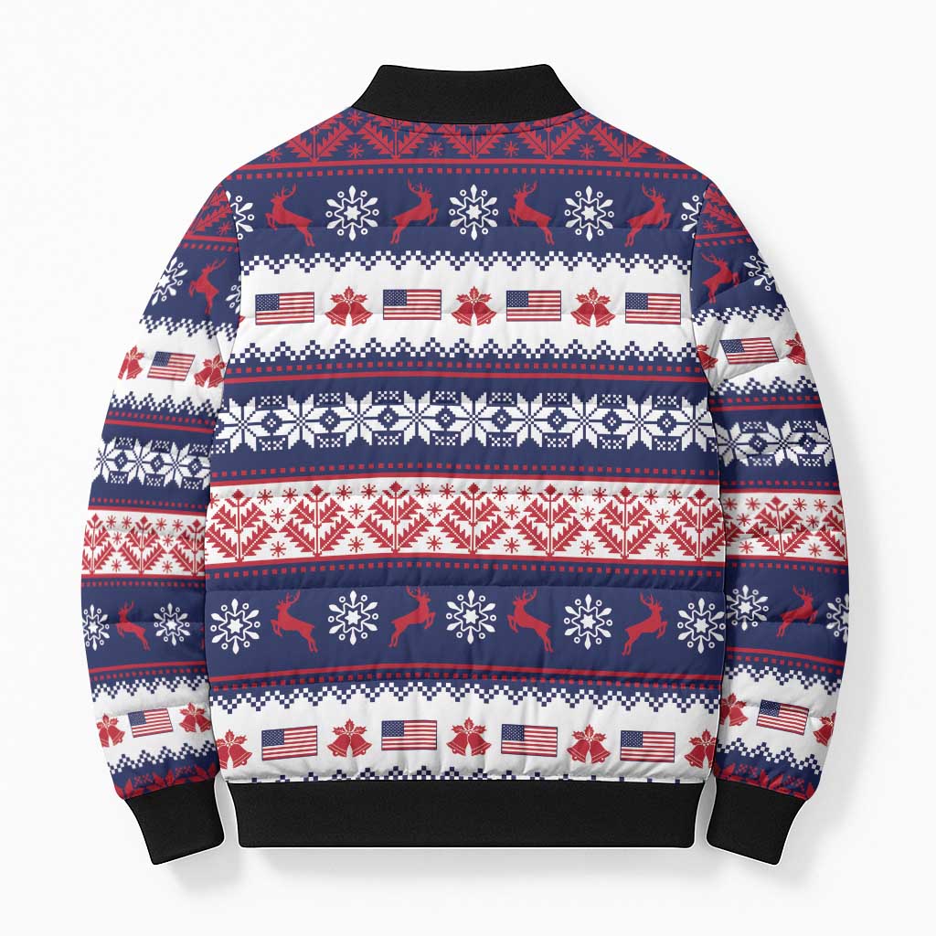Freedom Charlie Kirk Tribute Christmas Bomber Puffer Jacket American Flag - Wonder Print Shop