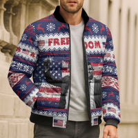 Freedom Charlie Kirk Tribute Christmas Bomber Puffer Jacket American Flag - Wonder Print Shop