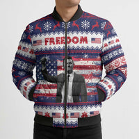 Freedom Charlie Kirk Tribute Christmas Bomber Puffer Jacket American Flag - Wonder Print Shop