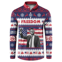 Freedom Charlie Kirk Tribute Christmas Button Sweatshirt American Flag - Wonder Print Shop