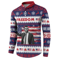 Freedom Charlie Kirk Tribute Christmas Button Sweatshirt American Flag - Wonder Print Shop