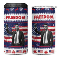 Freedom Charlie Kirk Tribute Christmas 4 in 1 Can Cooler Tumbler American Flag - Wonder Print Shop