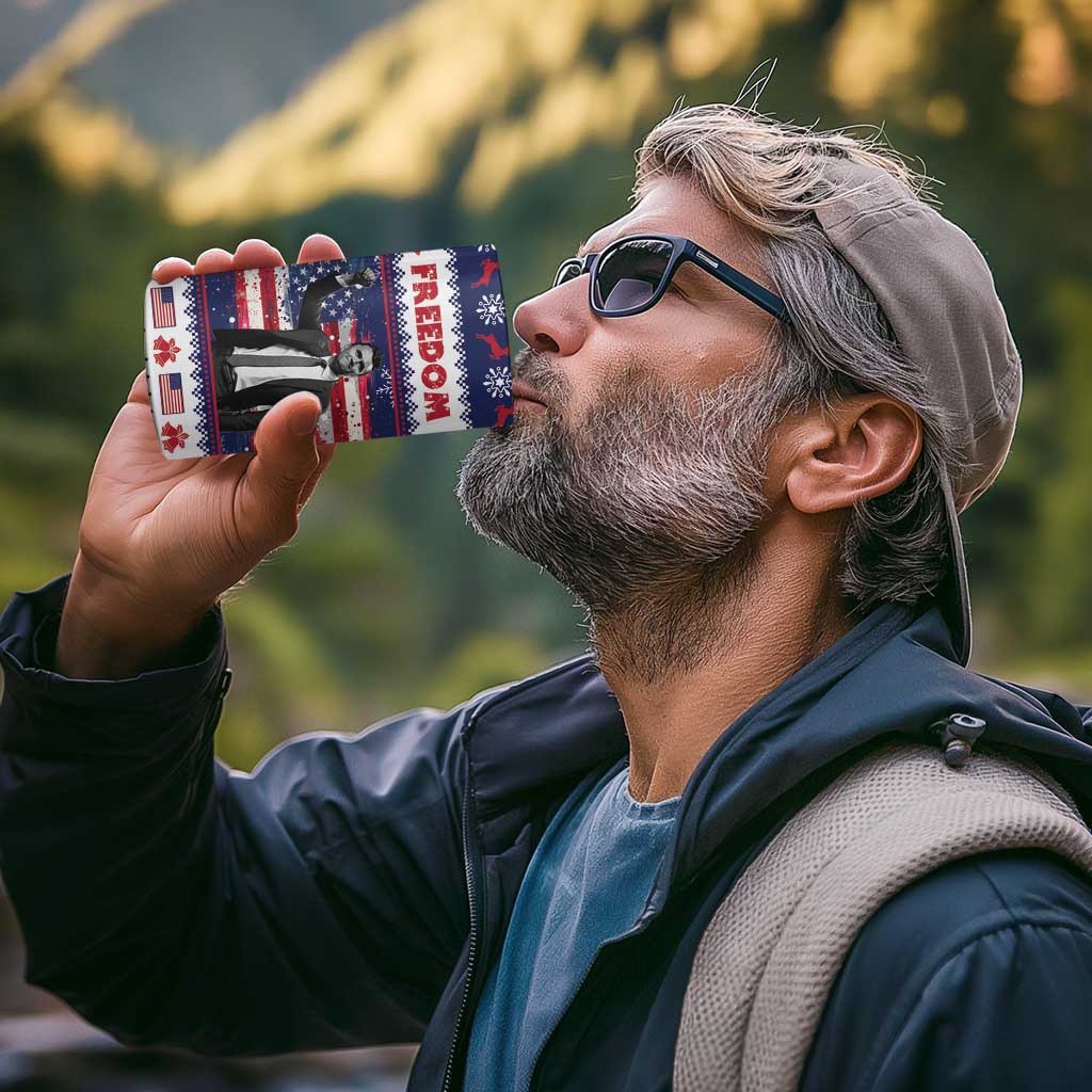 Freedom Charlie Kirk Tribute Christmas 4 in 1 Can Cooler Tumbler American Flag - Wonder Print Shop