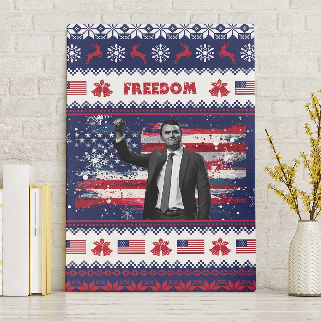 Freedom Charlie Kirk Tribute Christmas Canvas Wall Art American Flag - Wonder Print Shop