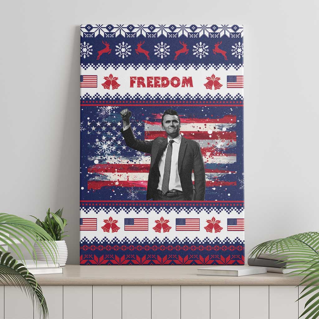 Freedom Charlie Kirk Tribute Christmas Canvas Wall Art American Flag - Wonder Print Shop