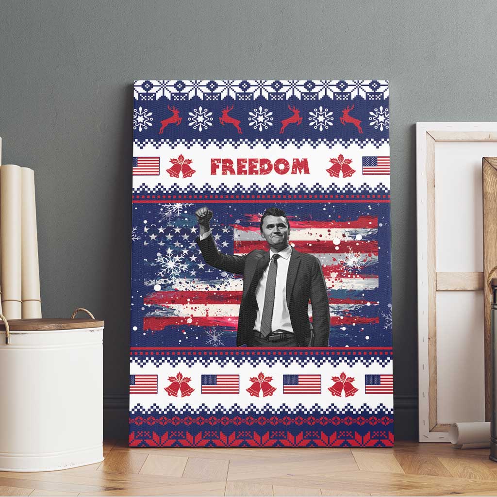 Freedom Charlie Kirk Tribute Christmas Canvas Wall Art American Flag - Wonder Print Shop