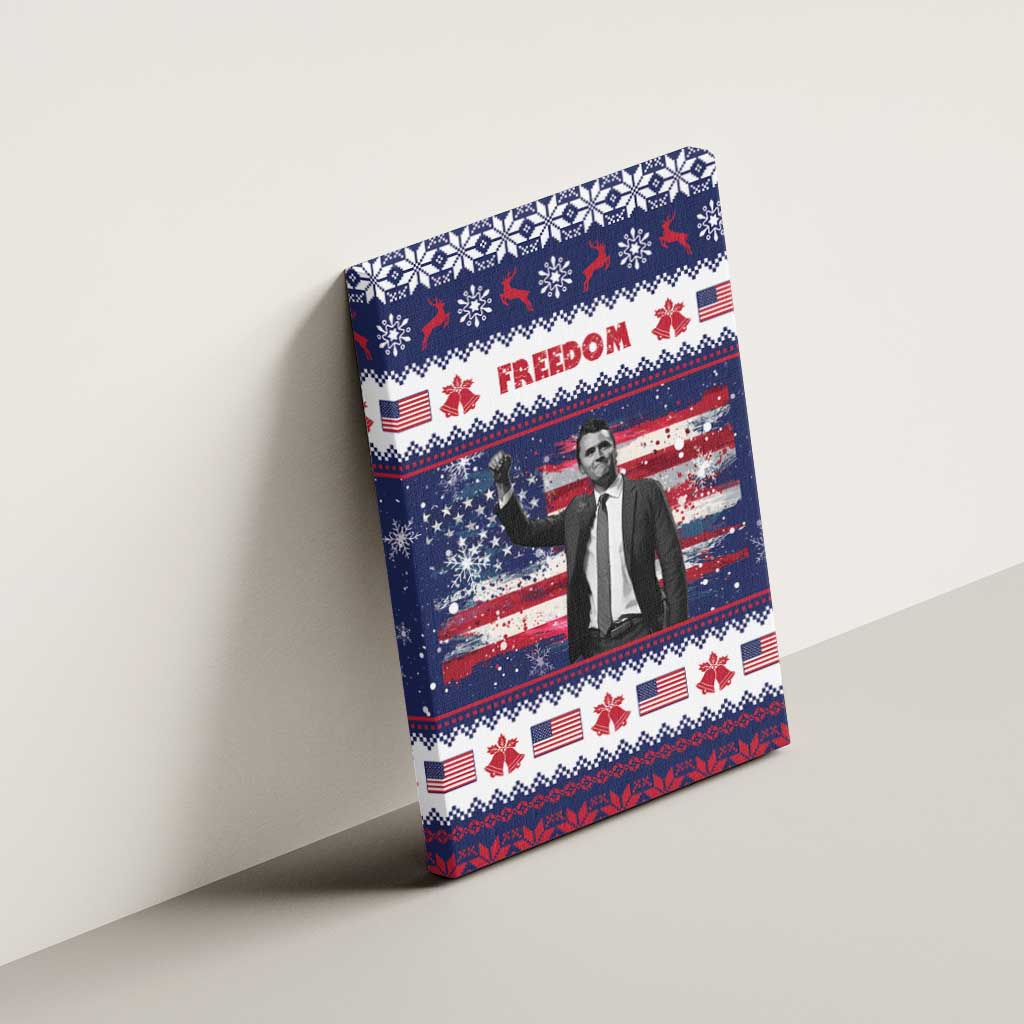 Freedom Charlie Kirk Tribute Christmas Canvas Wall Art American Flag - Wonder Print Shop